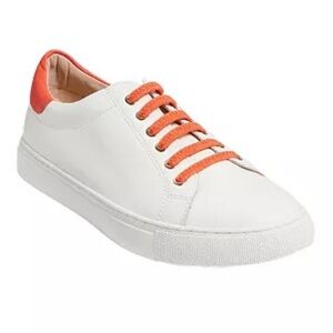 Jack Rogers Lorelai Orange & White Slip-On Sneakers gold JR letters on heel Sz 6